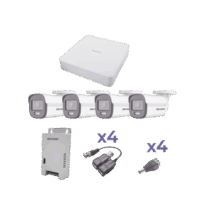KIT COLORVU TURBOHD 1080p Lite / DVR 4 Canales / 4 C?maras Bala (exterior 2.8 mm) / Transceptores / Conectores / Fuente de Poder Profesional