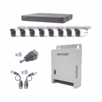 KIT TurboHD 1080p / DVR 8 Canales / 8 C?maras Bala (exterior 2.8 mm) / Transceptores / Conectores / Fuente de Poder Profesional hasta 15 Vcc para Larga Distancias