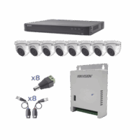 KIT TurboHD 1080p / DVR 8 Canales / 8 C?maras Eyeball (exterior 2.8 mm) / Transceptores / Conectores / Fuente de Poder Profesional hasta 15 Vcc para Larga Distancia
