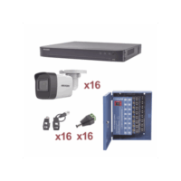 kit turbohd 1080p / dvr 16 canales / 16 c?maras bala (exterior 2.8 mm) / transceptores / conectores / fuente de poder profesional KH1080P16BW