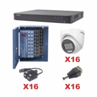kit turbohd 1080p / dvr 16 canales / 16 c?maras turret con audio integrado (exterior 2.8 mm) / transceptores / conectores / fuente de poder profesional KH1080P16DW