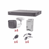 KIT TurboHD 1080p / DVR 4 Canales / 4 C?maras Bala (exterior 2.8 mm) / Transceptores / Conectores / Fuente de Poder Profesional Modelo:KH1080P4BW