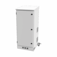 Gabinete de Piso para Exterior con Ventiladores y Termostato con Rack de 19" de 16 U + Espacio para Baterías.