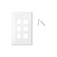 Placa de pared de 6 puertos, Keystone, Color Blanco