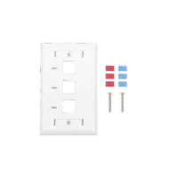 Placa de pared, de 3 puertos, Keystone, con espacio para etiqueta - Color Blanco