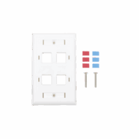 Placa de pared de 4 puertos, Keystone, con espacio para etiqueta, Color blanco