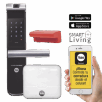 Kit Cerradura con manija YMF40A y HUB, Apertura por,  C?digo, Biometría y apertura por  SMARTPHONE