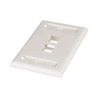 Placa de Pared Vertical, Salida Para 2 Puertos Keystone, Con Espacios Para Etiquetas, Color Blanco Mate