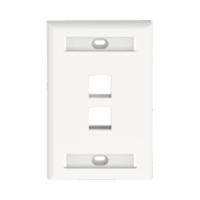 Placa de Pared Vertical, Salida Para 2 Puertos Keystone, Con Espacios Para Etiquetas, Color Blanco