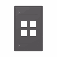 Placa de Pared Vertical, Salida Para 4 Puertos Keystone, Con Espacios Para Etiquetas, Color Negro