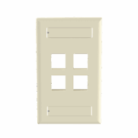 Placa de Pared Vertical, Salida Para 4 Puertos Keystone, Con Espacios Para Etiquetas, Color Marfil