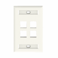Placa de Pared Vertical, Salida Para 4 Puertos Keystone, Con Espacios Para Etiquetas, Color Banco Mate