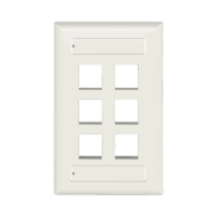 Placa de Pared Vertical, Salida Para 6 Puertos Keystone, Con Espacios Para Etiquetas, Color Blanco Mate