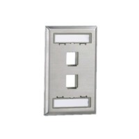 Placa de Pared Vertical, Salida Para 2 Puertos Keystone, Con Espacios Para Etiquetas, de Acero Inoxidable