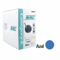 Bobina de Cable UTP 305 m. de Cobre, NetKey, Azul, Categoría 6 (24 AWG), 1000Mbps, Riser (CMR), de 4 pares