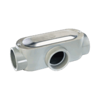 Caja oval roscada tipo T de 1 1/2" (38.1 mm) incluye tapa y tornillos.