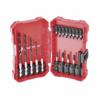 Juego de 18 Puntas y Brocas para Taladro, con Entrada Hexagonal de 1/4", Incluye Estuche.