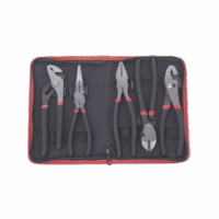 Juego de 5 Pinzas de 8" con Estuche. Incluye: P. Mec?nica, P. para Tubo, P. El?ctrica, P. Corte, Nariz Larga.