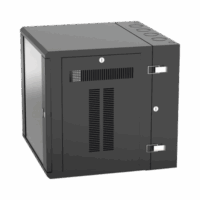 Gabinete PanZone de Montaje en Pared, de 19in, Puerta con Ventana de Seguridad, 12 UR, 635mm de Profundidad, Color Negro