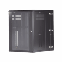 Gabinete PanZone de Montaje en Pared, de 19in, Puerta con Ventana de Seguridad, 18 UR, 762mm de Profundidad, Color Negro