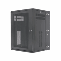 Gabinete PanZone de Montaje en Pared, de 19in, Puerta Ventilada, 18 UR, 635mm de Profundidad, Color Negro