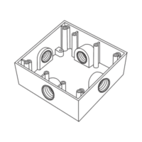 Caja Cuadrada de 3/4" (19.05 mm) a Prueba de Intemperie/ Cuenta con 4 bocas.