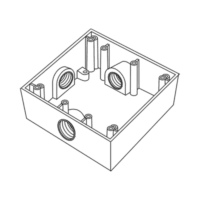 Caja Cuadrada de 3/4" (19.05 mm) a Prueba de Intemperie/ Cuenta con 3 bocas.