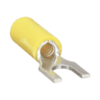 Terminal tipo horquilla ( espada ) aislada / 12 - 10 AWG / Amarillo / Paquete de 25 piezas.