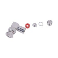 Conector BNC Macho en ?ngulo Recto de Rosca para LMR-195, RG-58/U, RG-142/U, Plata/Oro/Tefl?n.