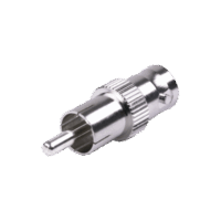 Adaptador de BNC Hembra a RCA Macho en 50 Ohm para Fono, uso en Aplicaciones de Audio-Video, N?quel/ Plata/ Delrin.