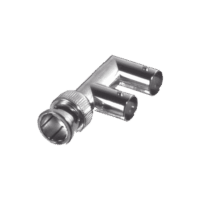 Adaptador Triple en F para 75 Ohm, de Conector BNC Macho a Doble BNC Hembra, N?quel/ Oro/ Delrin.