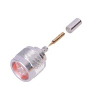 Conector N Macho de Anillo Plegable para Cable RG-58/U, Plata/ Oro/ Tefl?n.