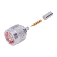 Conector Coaxial N Macho de Anillo Plegable para Cable RG-142/U, Plata/ Oro/ Tefl?n.