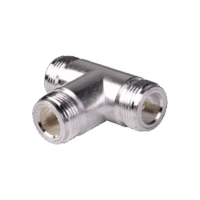 Adaptador en T, Triple Conectores N Hembra, Plata/ Oro/ Tefl?n.