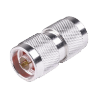 Adaptador Barril en L?nea de Conector N Macho a N Macho, Plata/ Oro/ Tefl?n.