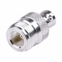 Adaptador en L?nea, de Conector N Hembra a BNC Hembra, Plata/ Oro/ Tefl?n.