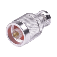 Adaptador en L?nea, de Conector N Macho a BNC Macho, Plata/ Oro/ Tefl?n.