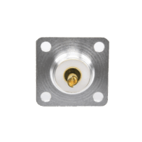 Conector UHF Hembra (SO-239) para Montaje de Chasis con 4 Hoyos a 18 mm, Terminal Soldable, Plata/ Oro/ Tefl?n.