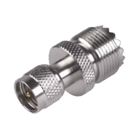 Adaptador en L?nea de Conector Mini UHF Macho a UHF Hembra (SO-239), N?quel/ Oro/ Tefl?n.