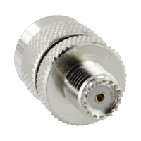 Adaptador en L?nea de Conector Mini UHF Hembra a UHF Macho (PL-259), N?quel/ Oro/ Tefl?n.