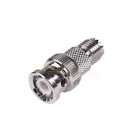 Adaptador en L?nea de Conector Mini-UHF Hembra a BNC Macho, N?quel/ Oro/ Tefl?n.