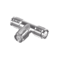 Adaptador en T, de Conector Mini-UHF Hembra a Doble Mini-UHF Hembra, N?quel/ Plata/ Tefl?n.