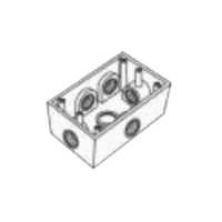 Caja Condulet FS de 1/2" (12.7 mm) con seis bocas a prueba de intemperie.