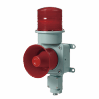 Combinación de baliza LED color roja con sirena electr?nica para aplicaciones de la industria pesada  m?x.114 dB a 120 VCA