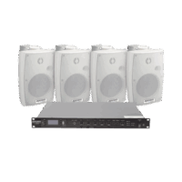 KIT de Amplificador de Audio 120W para Rack | 4 Altavoces de Pared color Blanco 2.5W - 20W | Sistema 70/100V