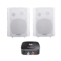 Kit  Altavoces + Modulo Receptor BT | Montaje en Pared | 2x20W RMS | Material ABS y Reja Met?lica | Bracket de Metal | Color Blanco