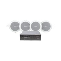 KIT de Amplificador de 120W para Escritorio | 4 Altavoces de Plaf?n de 4in | 3 - 6W | Sistema 70/100V