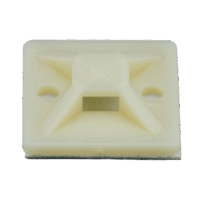 Montaje-Sujetador Adhesivo de 4 V?as de 3/4" x 3/4" x 1/4", Color Natural,  Nylon 6.6 Retardante de Llamas V-2, Paquete de 100pz