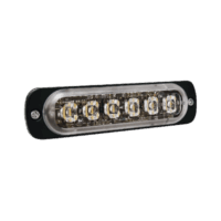 Luz Auxiliar de 6 LED, Roja, Bisel Negro, Lente Transparente