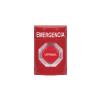 botón de Emergencia, Texto en Espa?ol, Color Rojo, Acción Mantenida, Girar para Restablecer y LED Multicolor